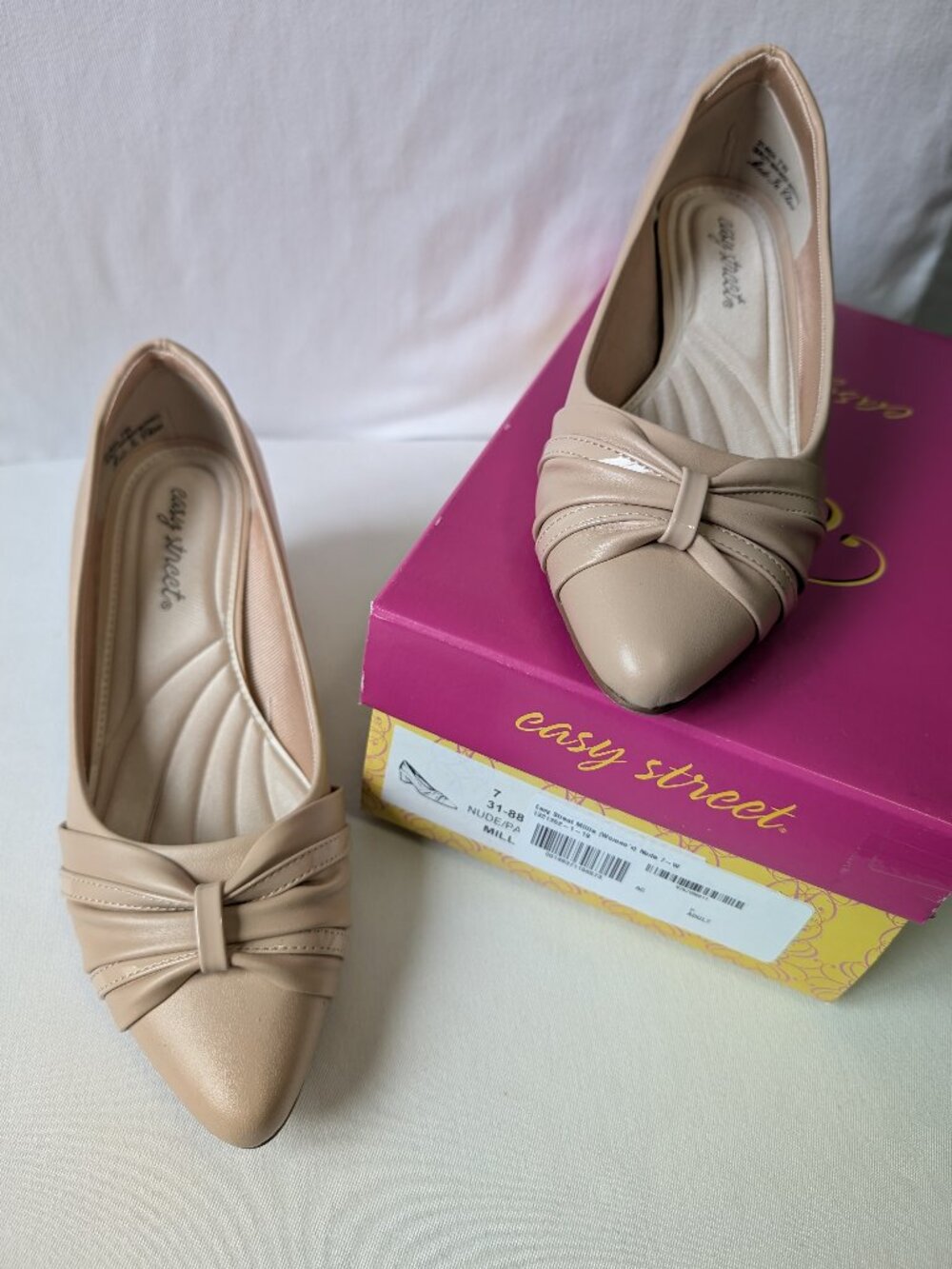 Nude Block Heel Pumps 7 Wide Easy Street Millie